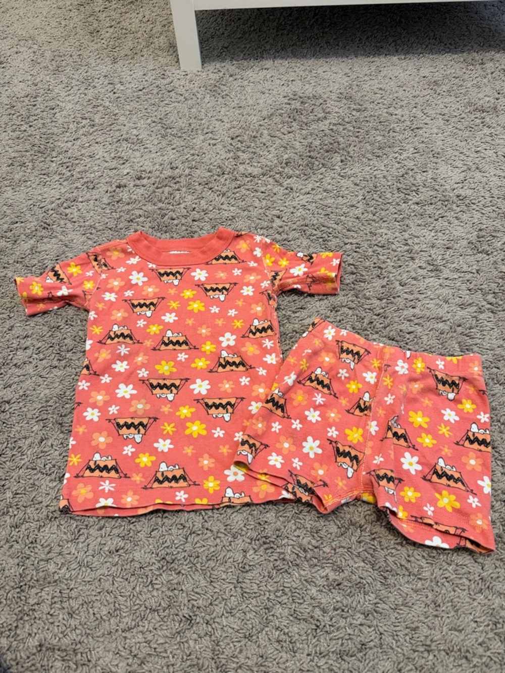 hanna Andersson Snoopy Peanuts Orange Short Sleeve Pajama Set